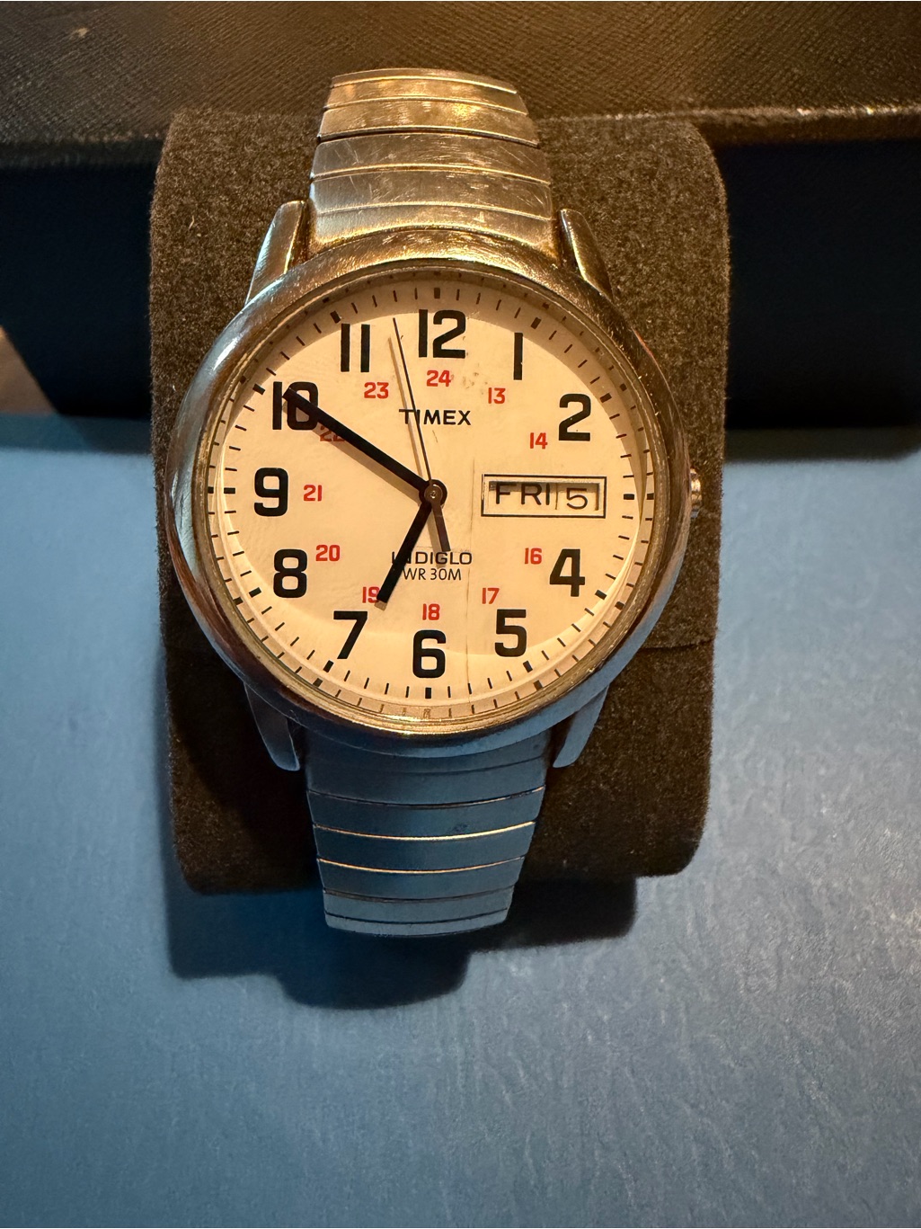 Timex Men's Easy Reader Indiglo Day-Date 35mm Wr 30m Silver Expansion Watch